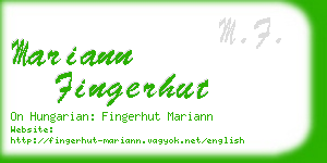 mariann fingerhut business card